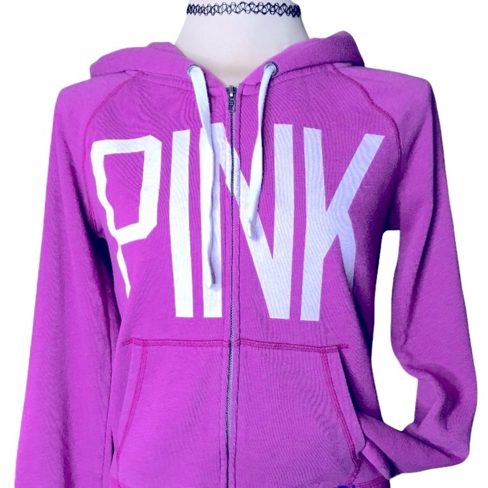 Victorias Secret Pink full zip sweatshirt hoodie orchid purple Medium